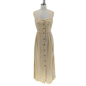 19900 Rachel Zoe Striped Linen Button Dress Yellow size 2 preppy coastal summer